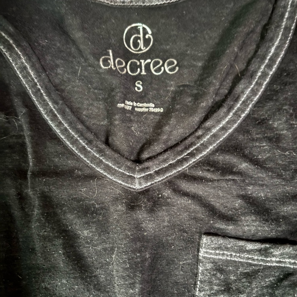Decree Black V-Neck Pocket Tee with Contrast Stitching
